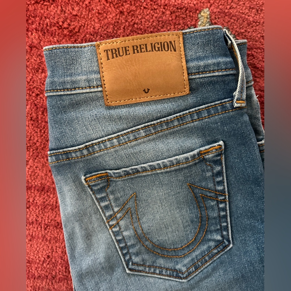 True Religion skinny Jeans with leather patch